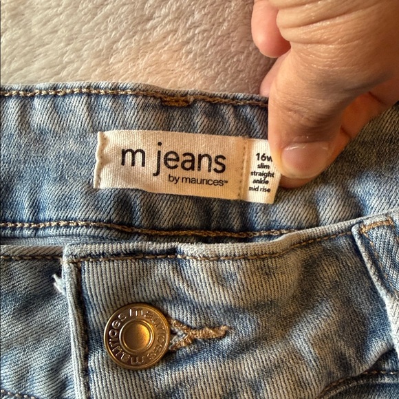 m jeans by maurices Jeans Slim Straight Ankle Mid Rise Distressed Size 16W - Picture 3 of 15
